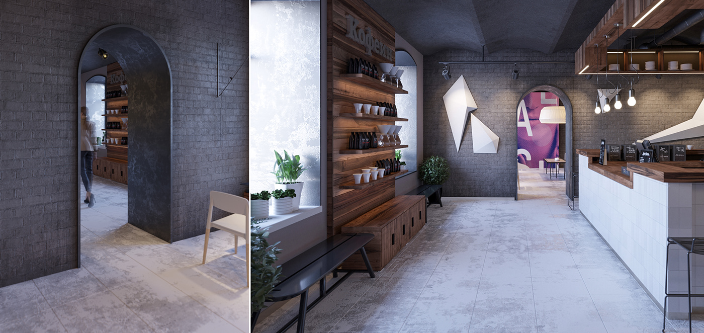 Coffee interiordesign architecture CGI CoronaRender  Moscow HORECA