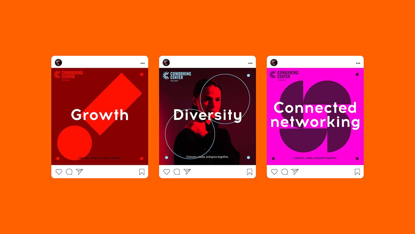 graphic Logo Design visual identity Socialmedia free Mockup coworking brand identity template post