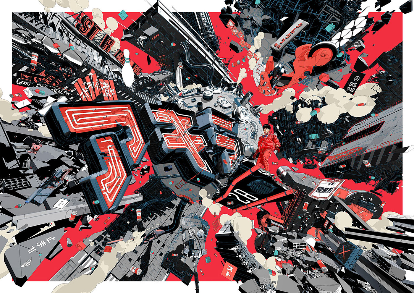 3D Type akira anime Cyberpunk Digital Art  fanart ILLUSTRATION  manga poster Scifi