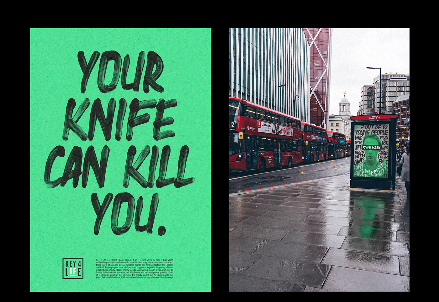 ADV art direction  copywriting  D&AD key4life Knife Crime poster typography   Digital Collage
