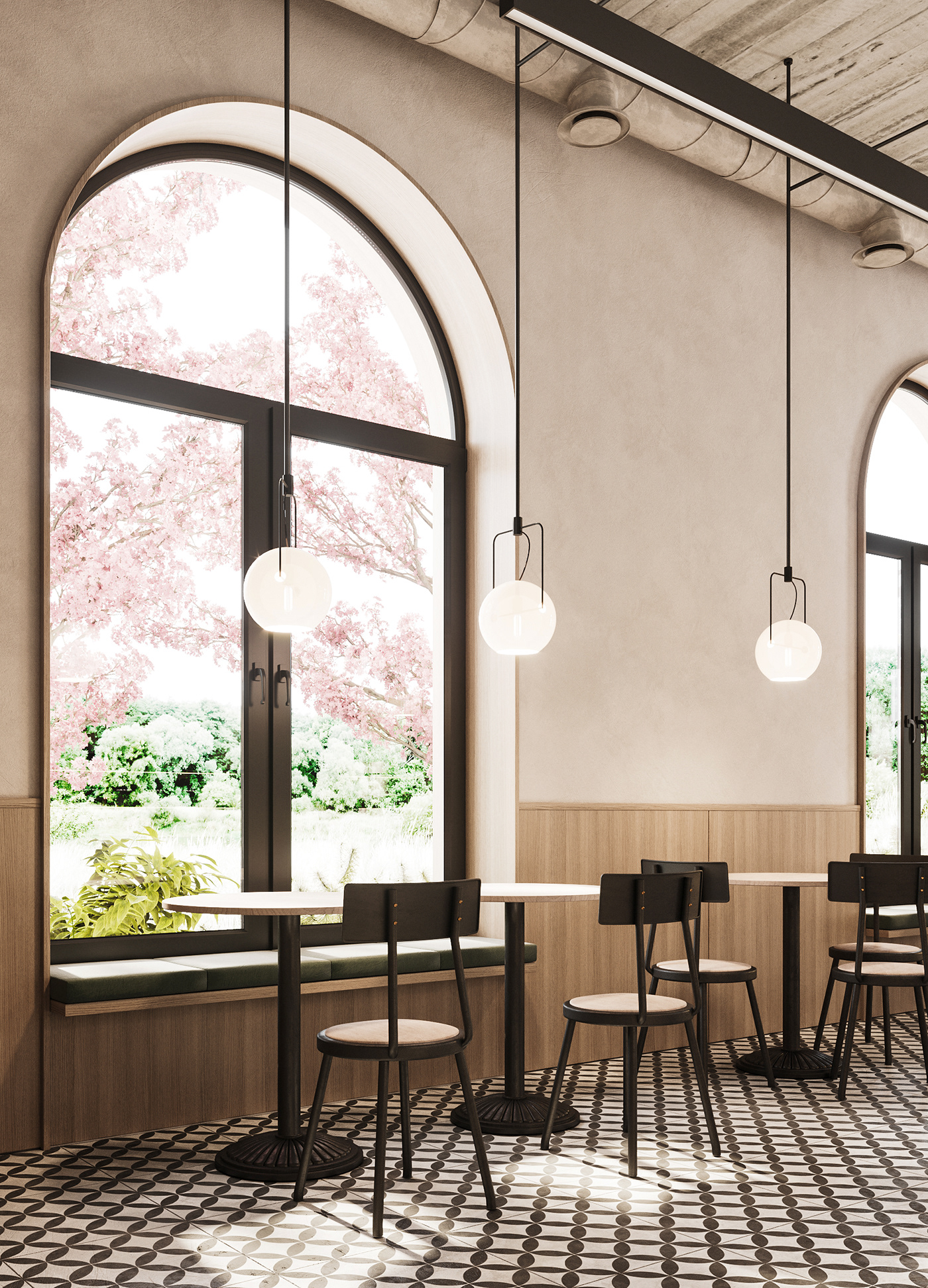 3ds max bakery design  corona renderer design interior design  Kafe modern soft interior visualization