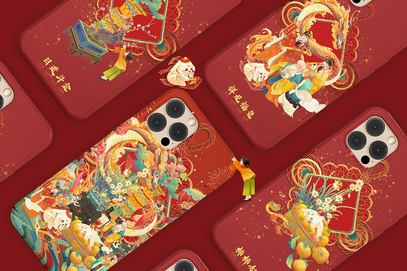插画 绘画 新年 春节 龙年 中国风   商业插画 国潮 文创 创意