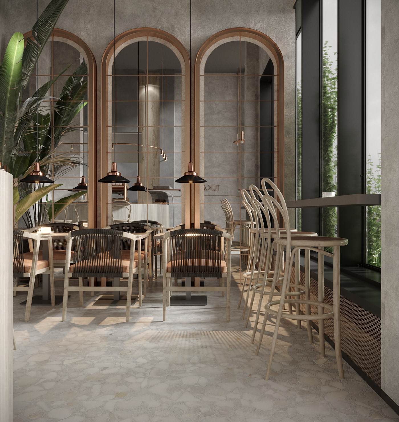 bakery Candy shop copper cafe dessert design Ton concept Confectionery Patisserie coffee shop Gray Interior