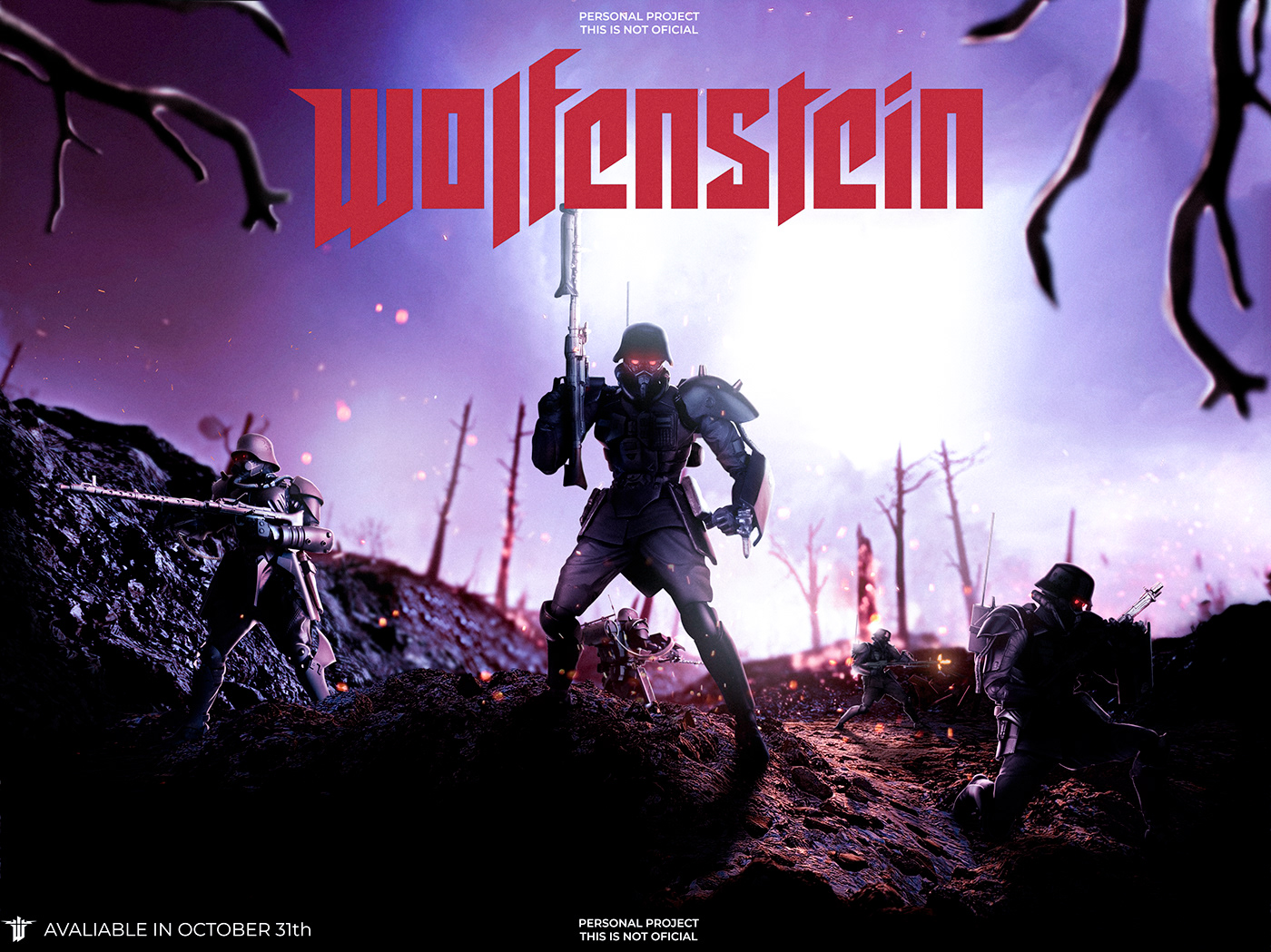 Wolfenstein poster art manipulation Manipulation Art light War Military soldier concept art