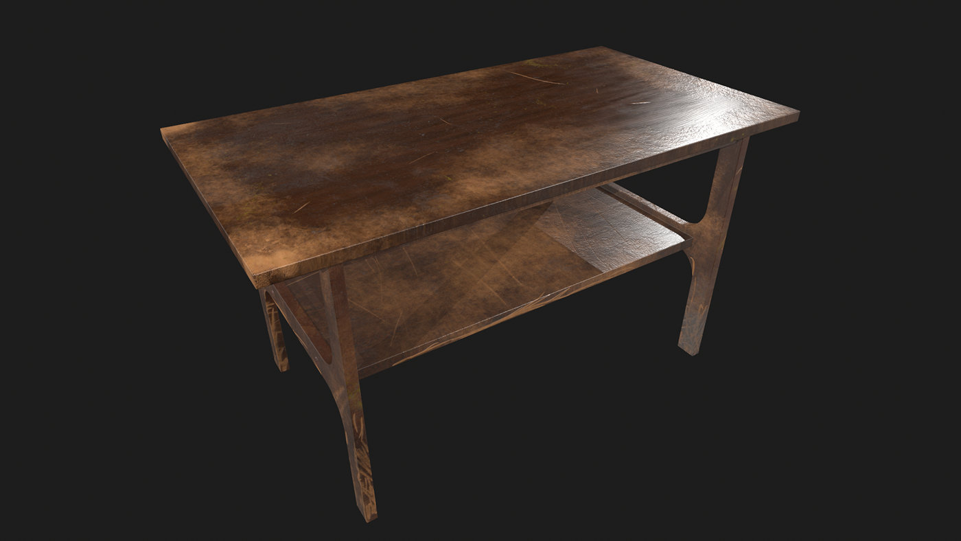dirt furniture old props table wood 3D digital3d modeling Render