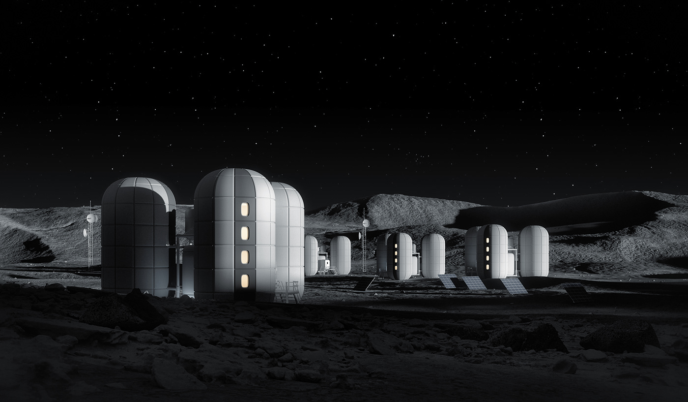 habitat hostel lunar Lunar Colony lunar habitation moon moon base Space design Scifi