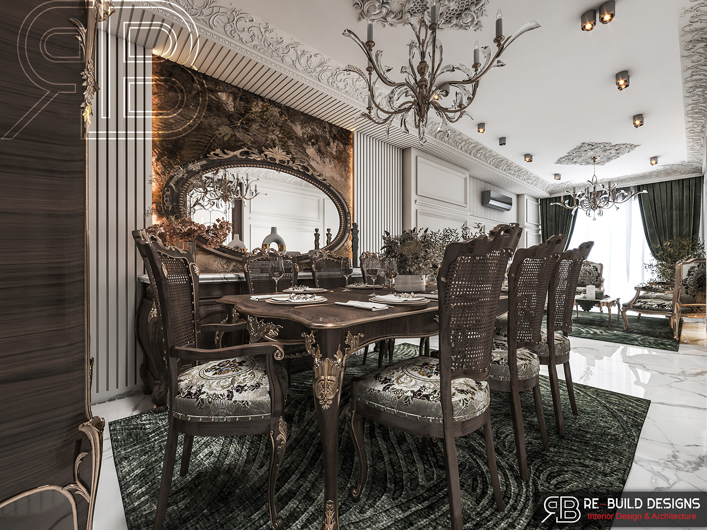 Classic dining dining room HOME reception‬‏ Interior interior design  luxury modern reception room