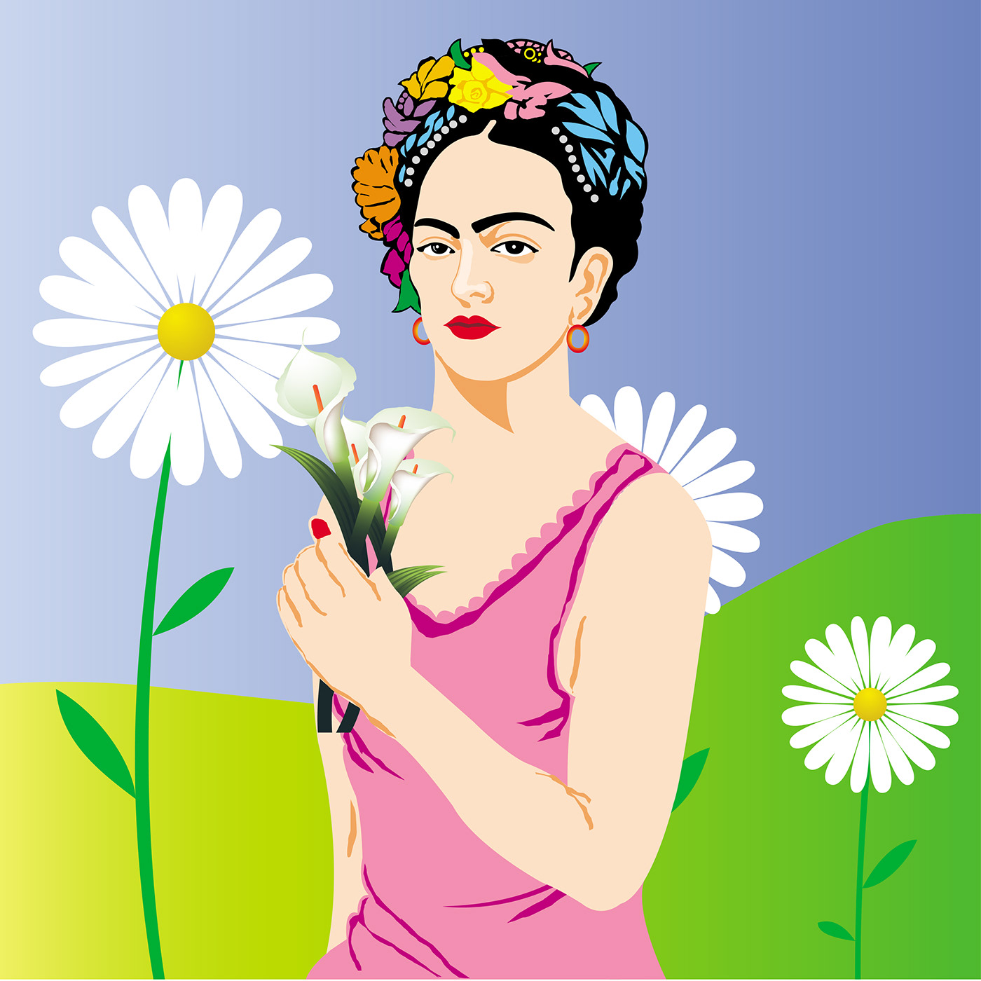 vector art Vector Illustration art ILLUSTRATION  adobe illustrator design Frida Kahlo Digital Art  artwork digital illustration