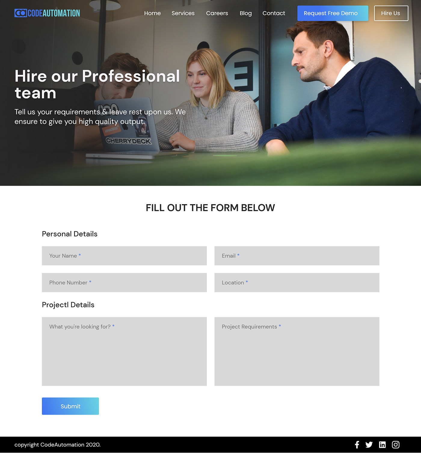application form blog design careers page contact us page IT services IT Solutions Company landing page design services page softwarehouse websitedesign