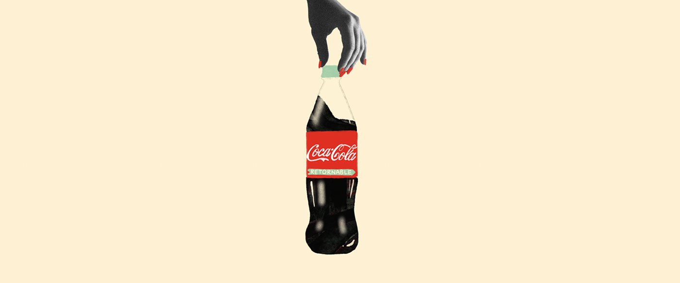 bottle Packaging Coca-Cola ILLUSTRATION  animation  brush bernardo henning movement Color Splash