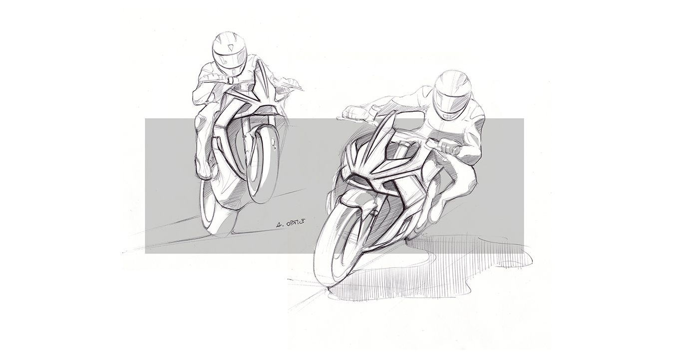 Kawasaki ninja ultra moto Bike design sketch photoshop andrea Ortile