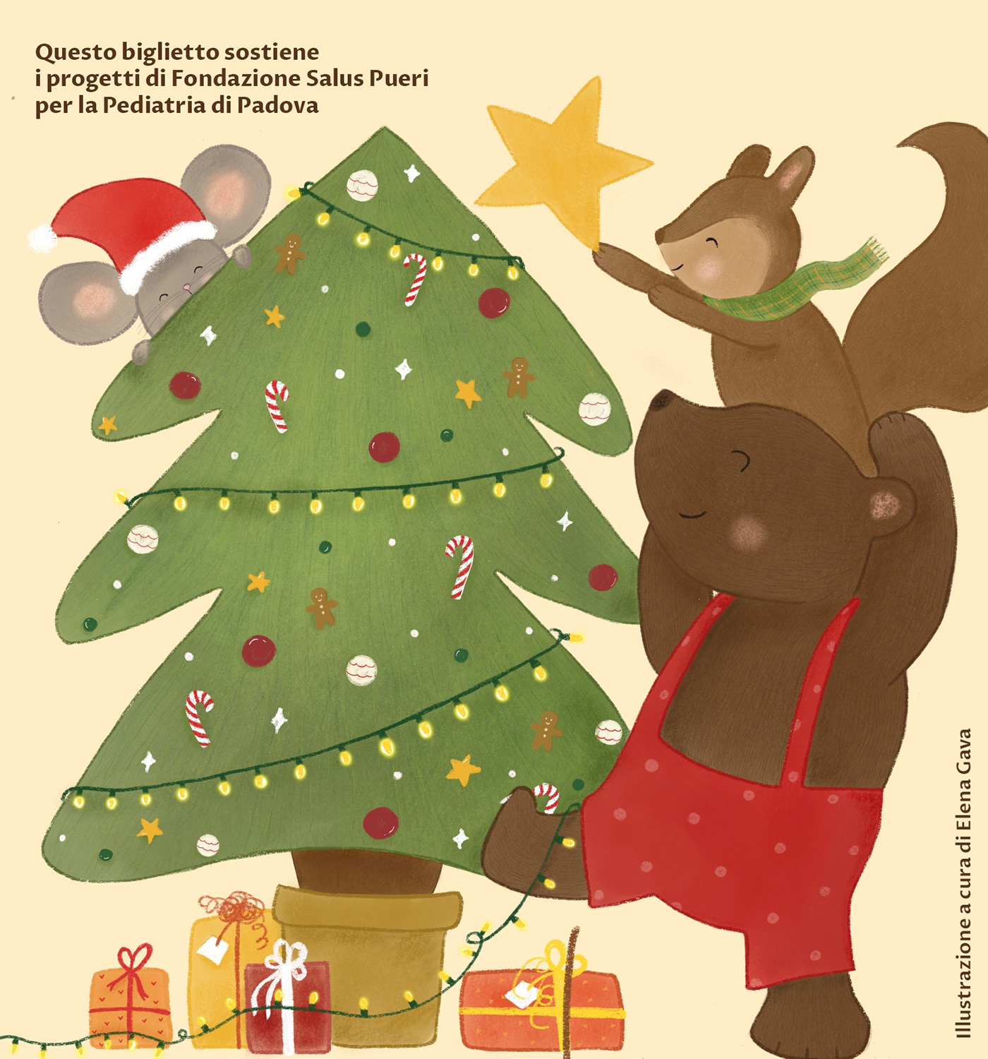 animals christmas card digital illustration