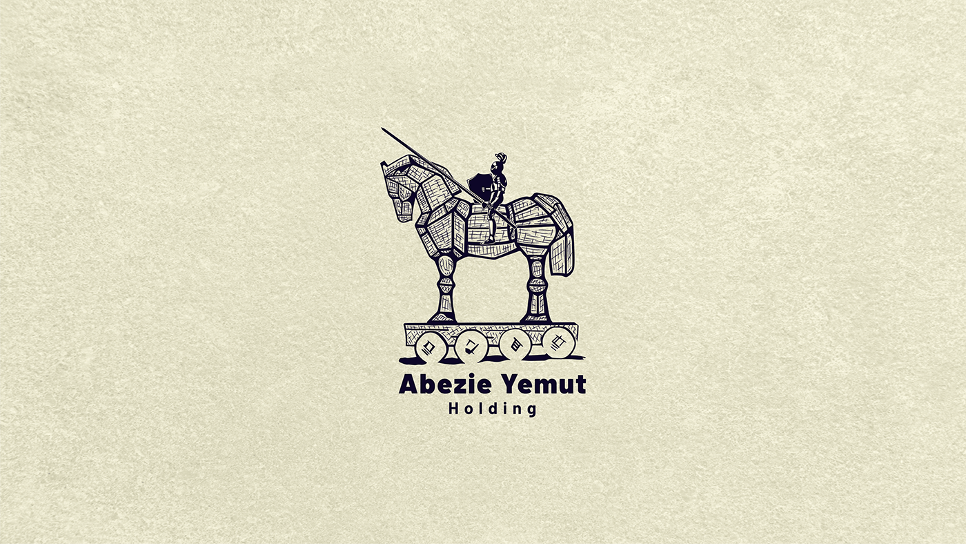 brand identity branding  Drawing  horse ILLUSTRATION  Logo Design Retro sketch Troyan horse vintage