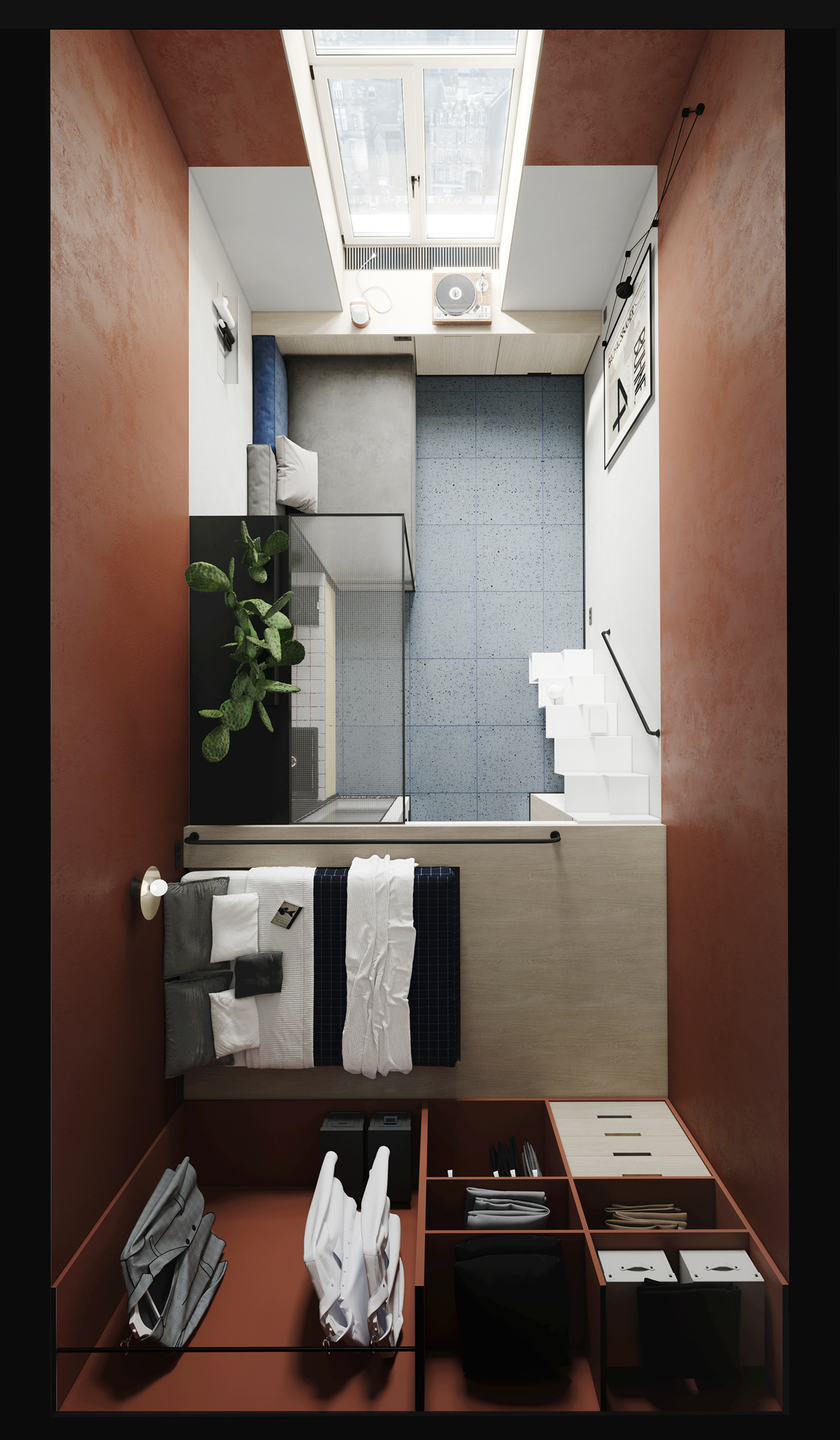 flat apartment interior design  CG corona renderer color architecture small apartment visualization 3dsmax
