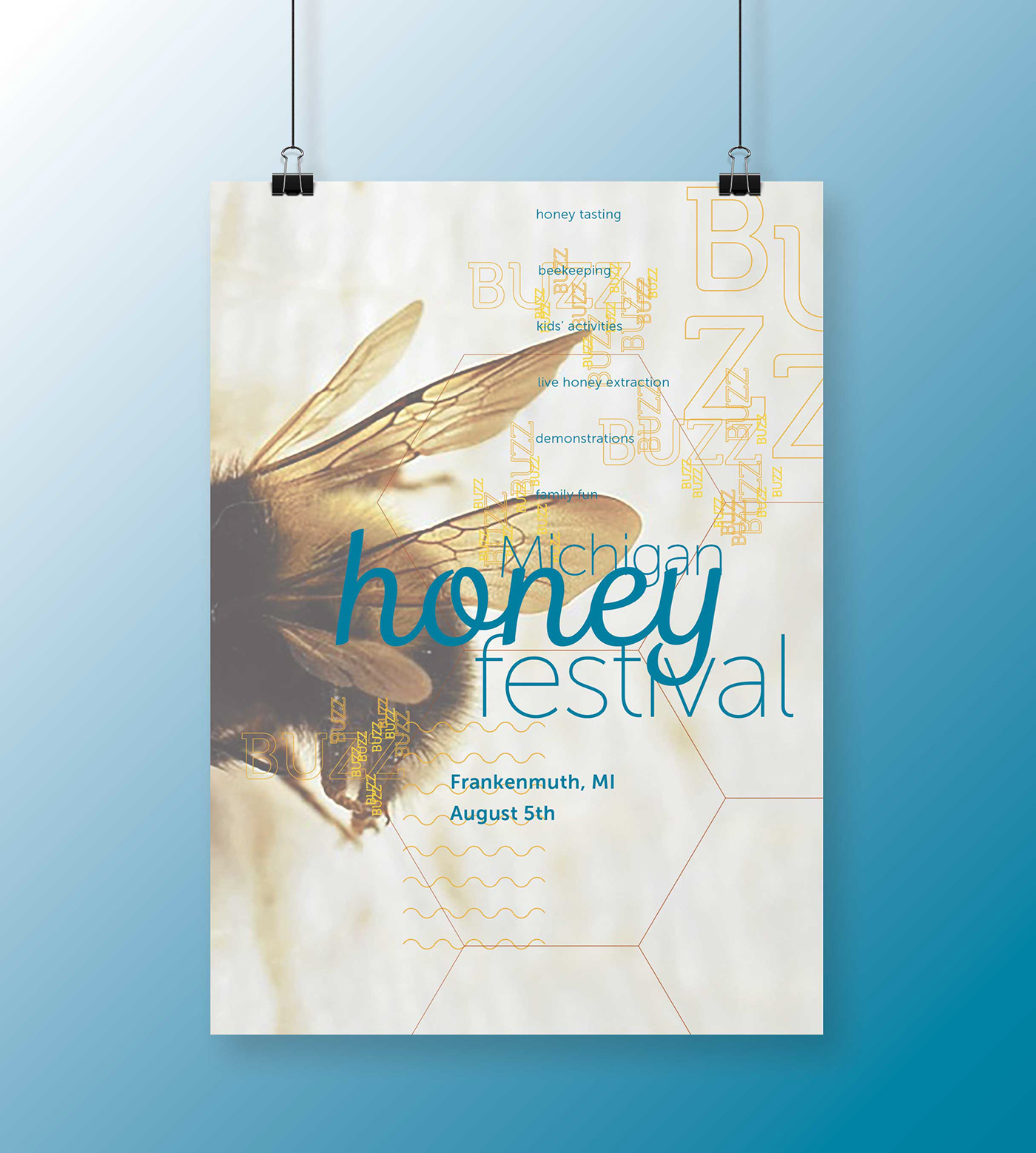 honey bees festival poster buzz design typography   pattern