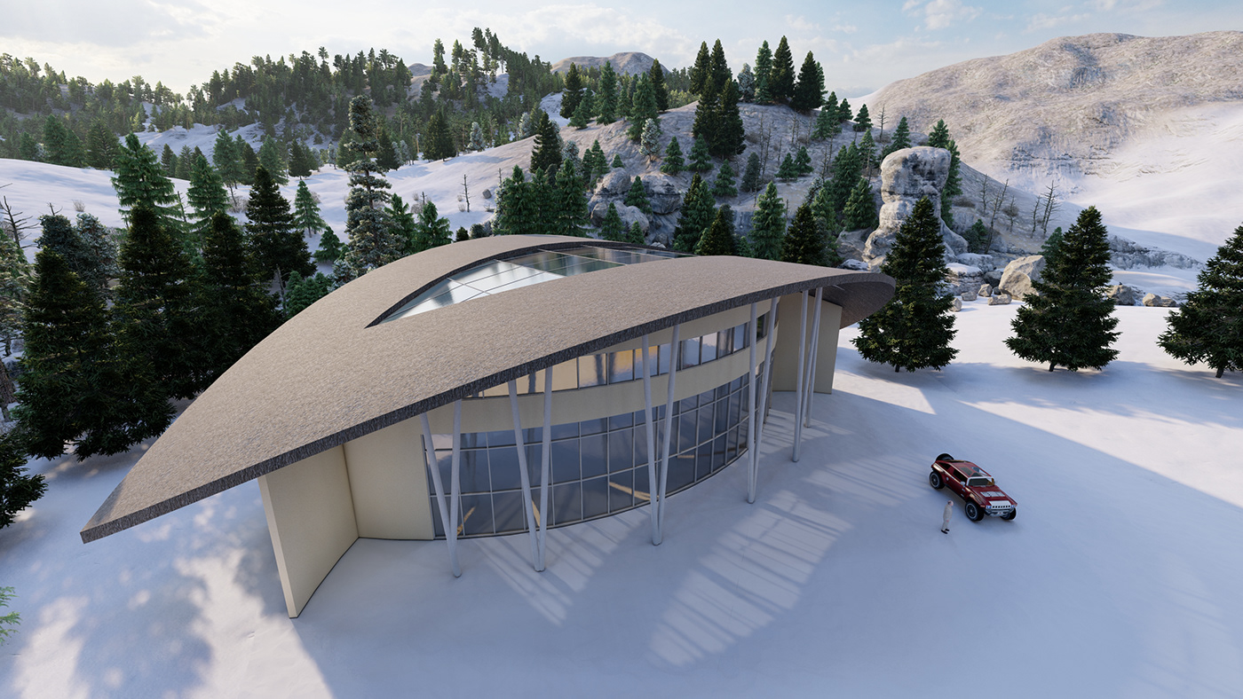 Outdoor architecture Render visualization 3D exterior modern design revit lumion