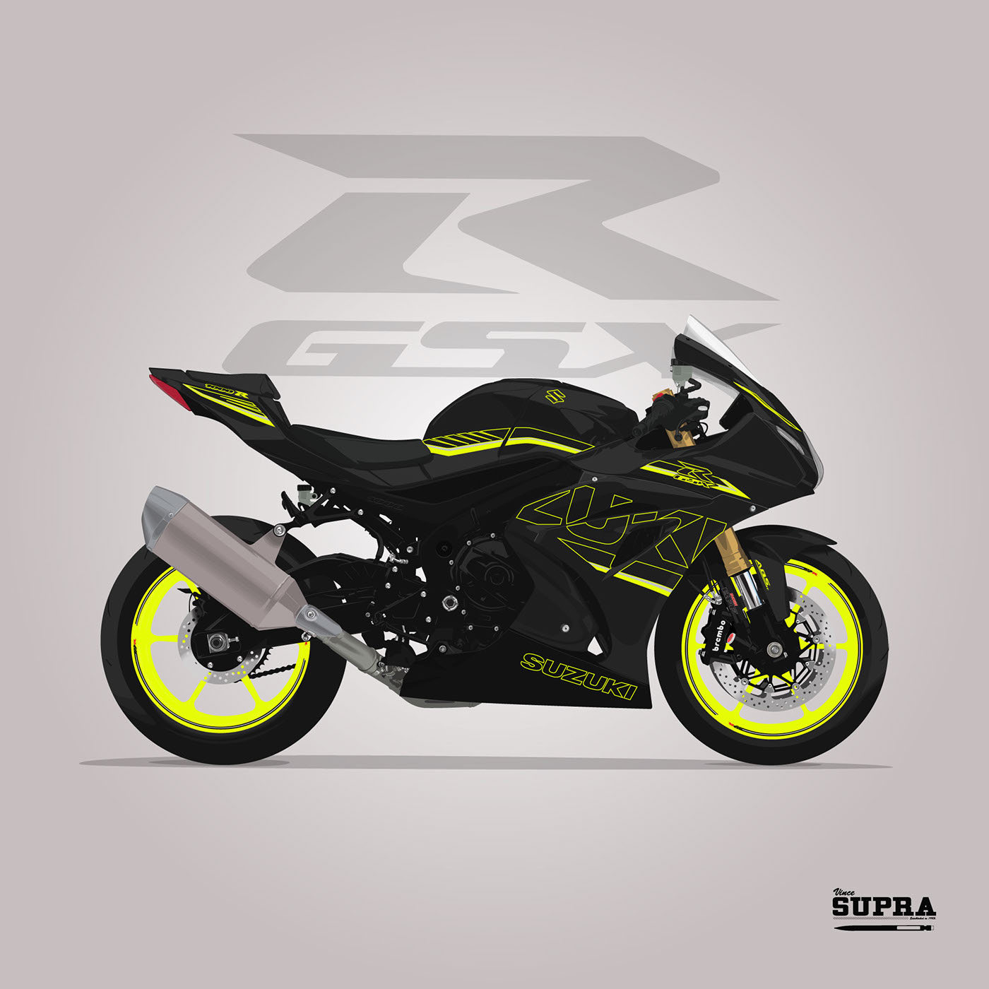 Suzuki gsxr Illustrator moto motorbike motorcycle sportbike superbike Digital Drawing