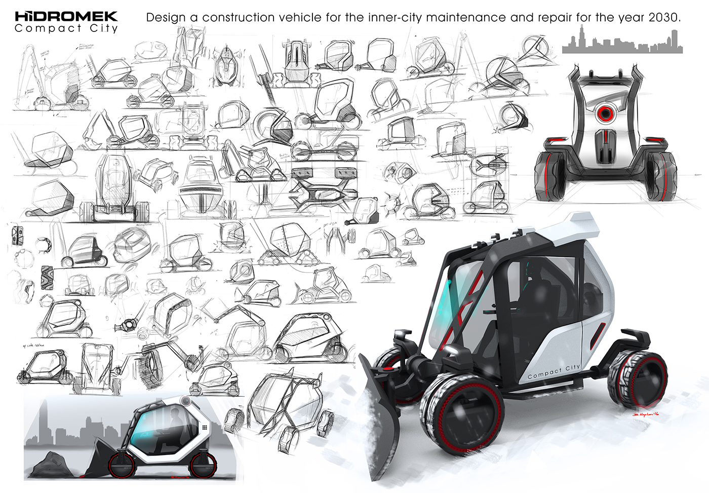 construction Vehicle design sketch 3D sketchbook photoshop car design transportation concept