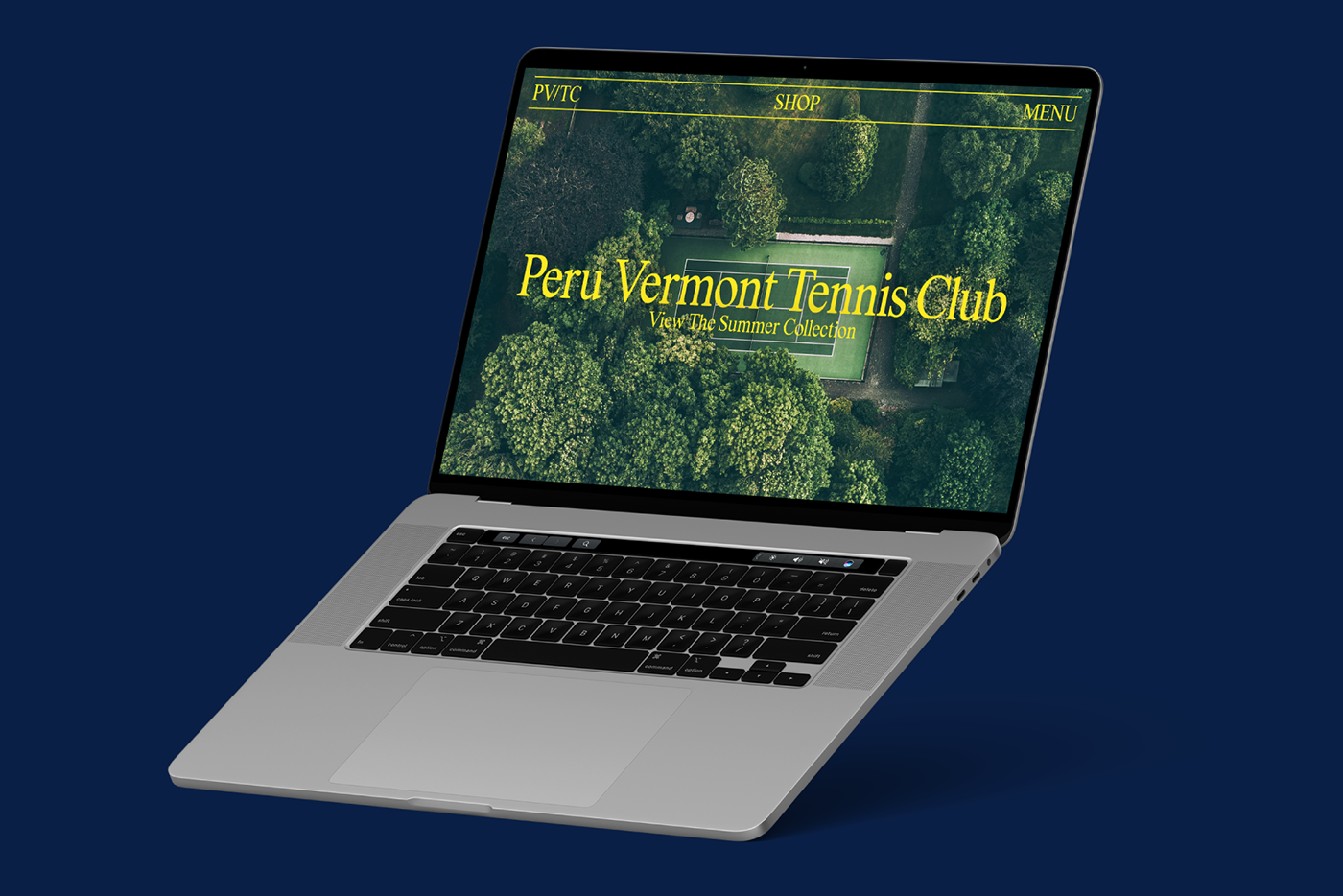 a website of a tennis court in the woods
