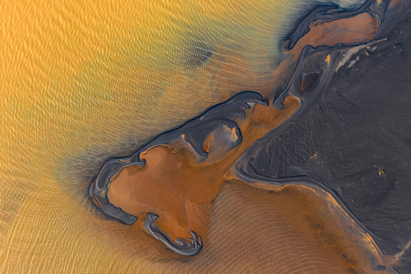 abstract Aerial art flow glacier iceland Landscape river water yellow