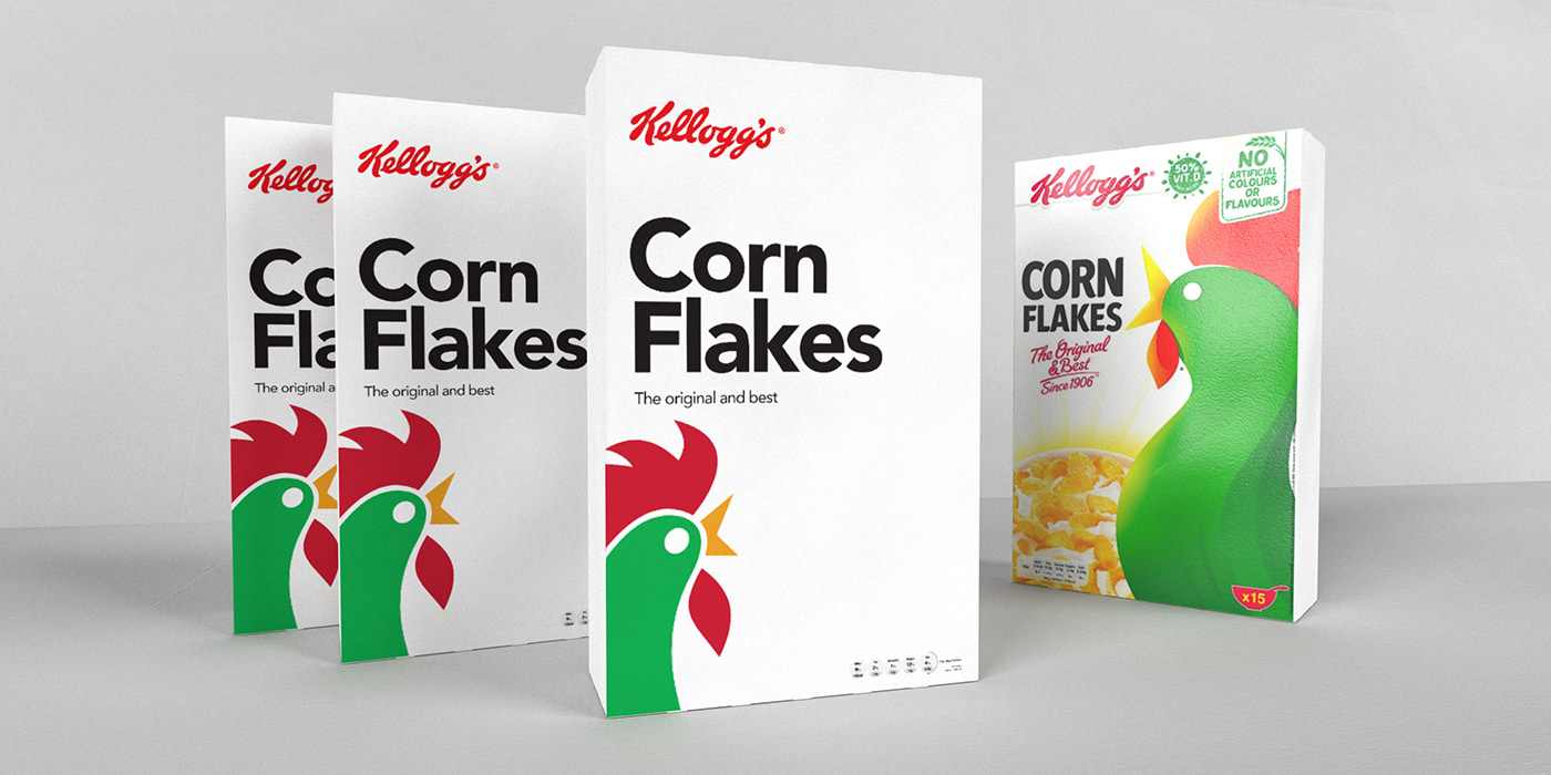 Packaging Kelloggs Cereal minimal clean graphic design  art direction 