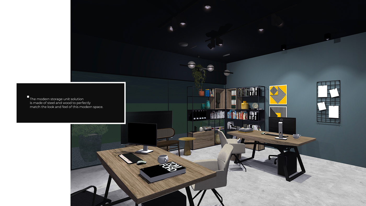 3D architecture commercial design interior design  minimal modern Office Render Space 