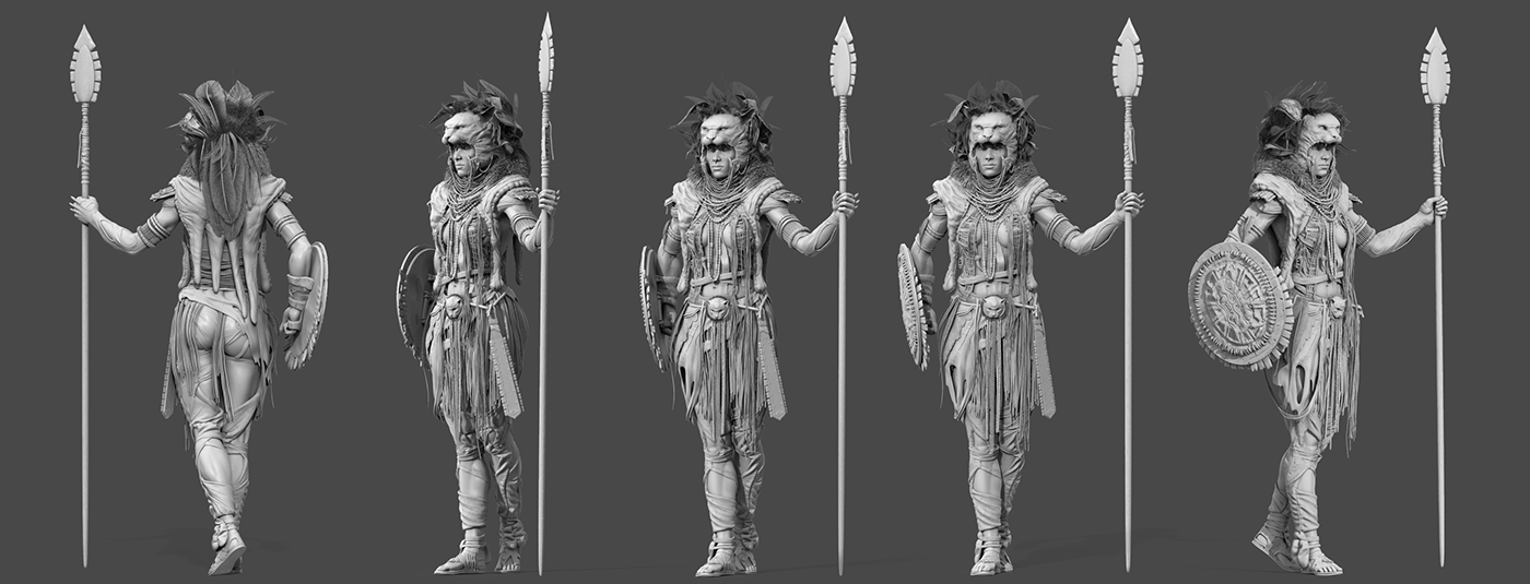 game design Zbrush sculpture modeling digital Mexican culture Render Character