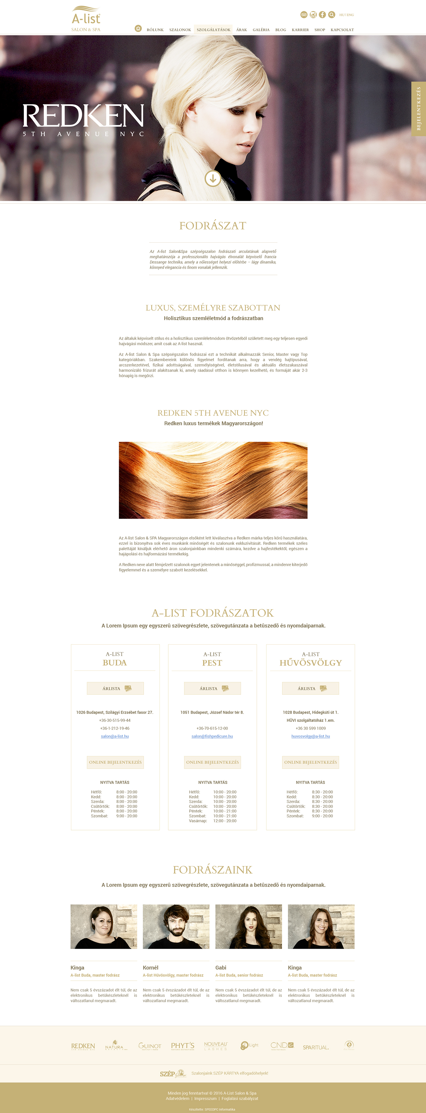 szépségszalon Webdesign weboldal salon Spa hair beauty fodrasz kozmetikus masszázs