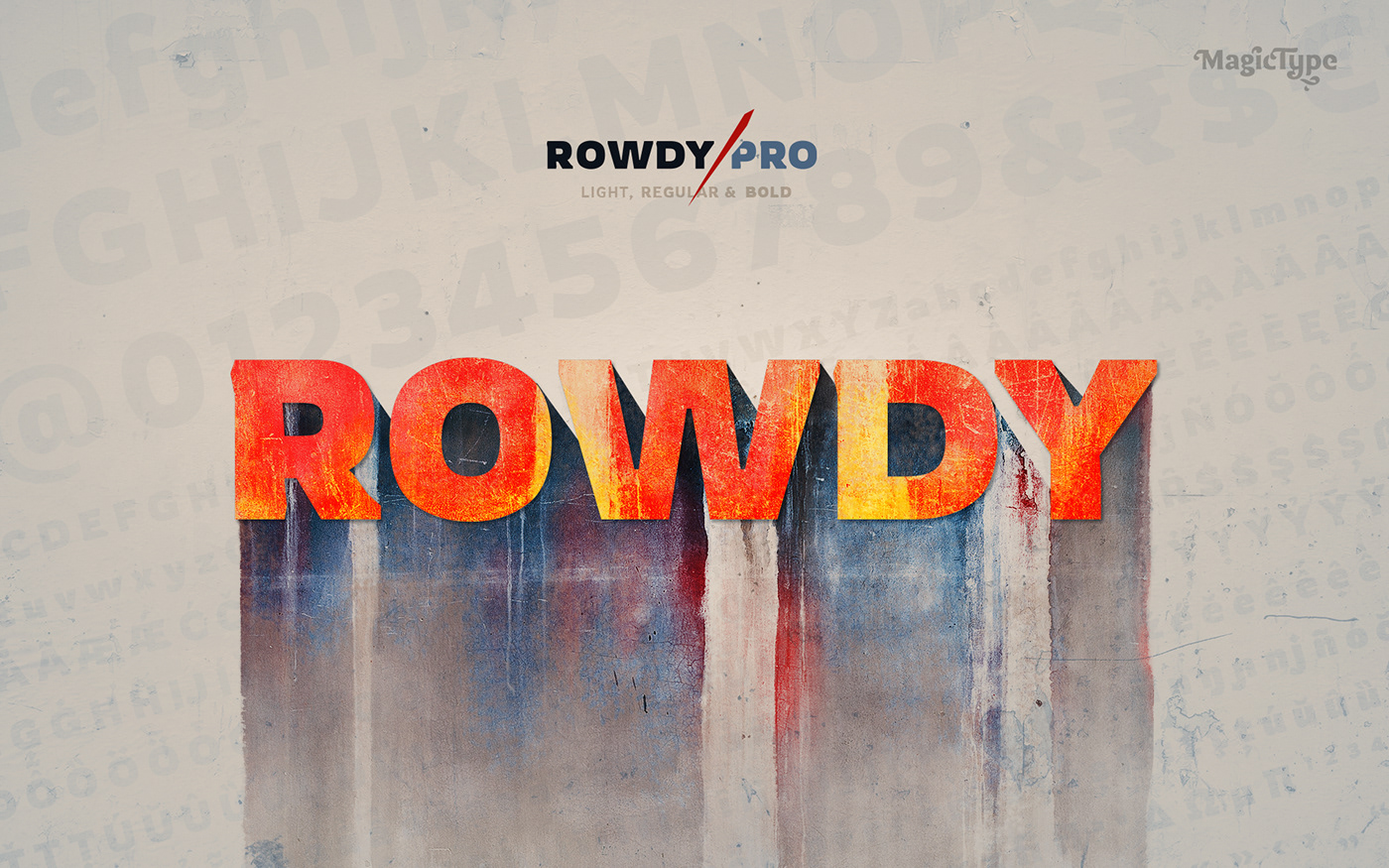 rowdy Typeface Display font Latin India rough grunge Bollywood action