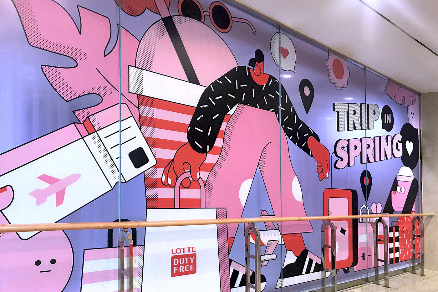 ILLUSTRATION  graphic design  tist ana duje spring Character pink trip spatial installation