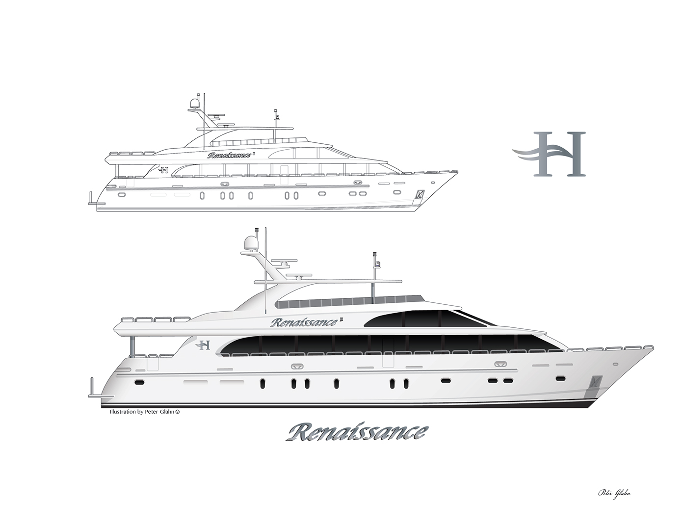 yacht boat super yacht line drawing Sail nautical feadship Lurssen heesen Oceanco