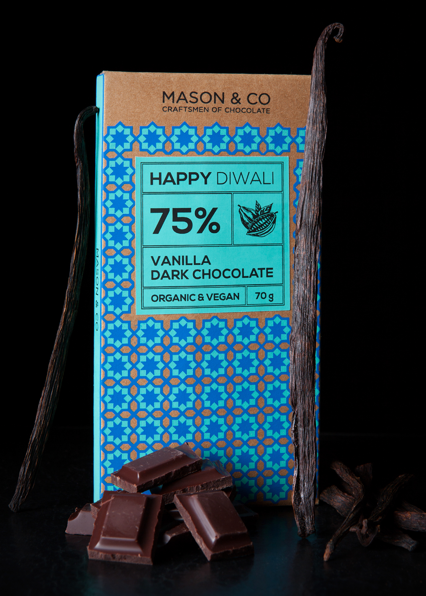 Impprintz mason&co chocolate organic festive special edition gift screenprint box Kraft India Auroville vanilla
