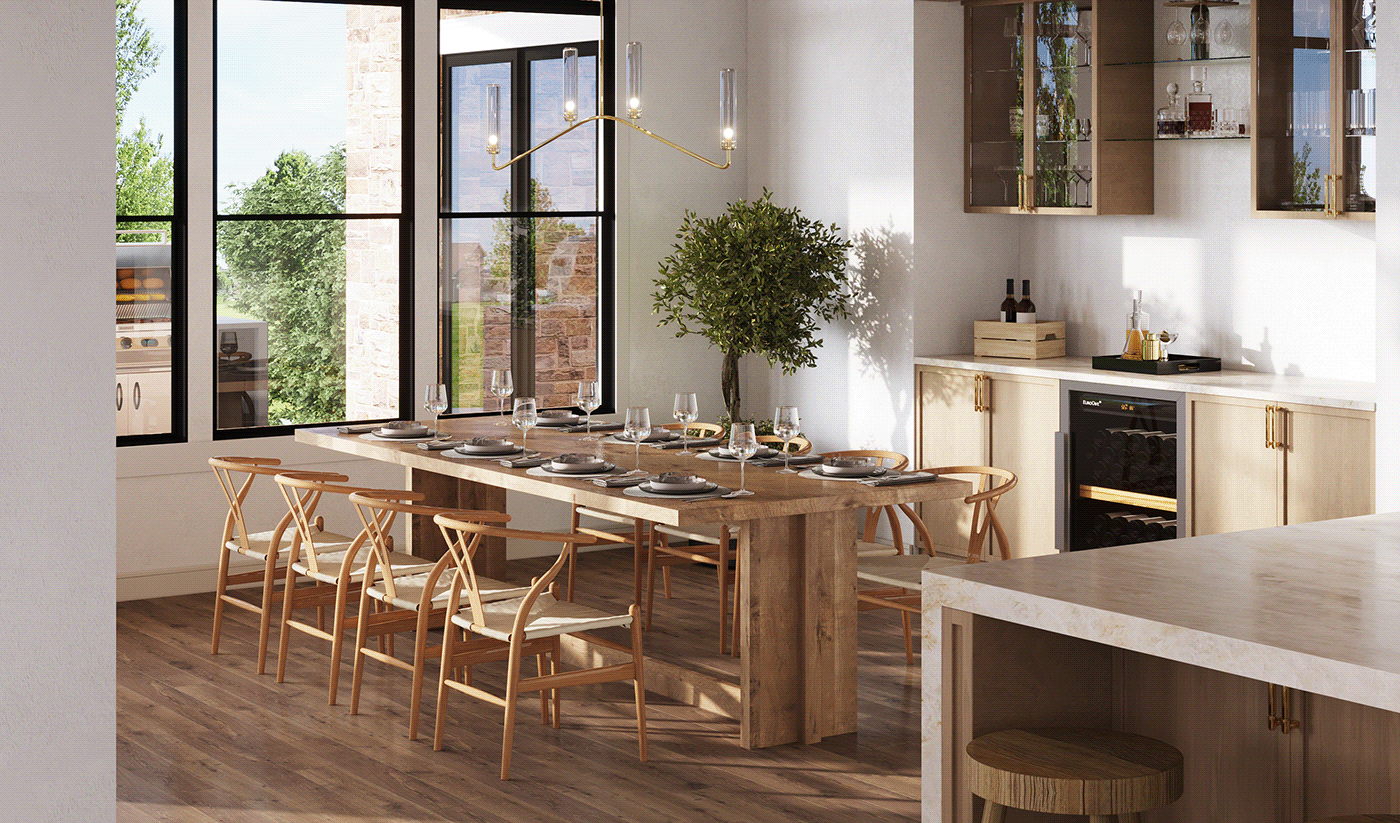 minimalist kitchen design that seamlessly blends the warmth of light wood furniture