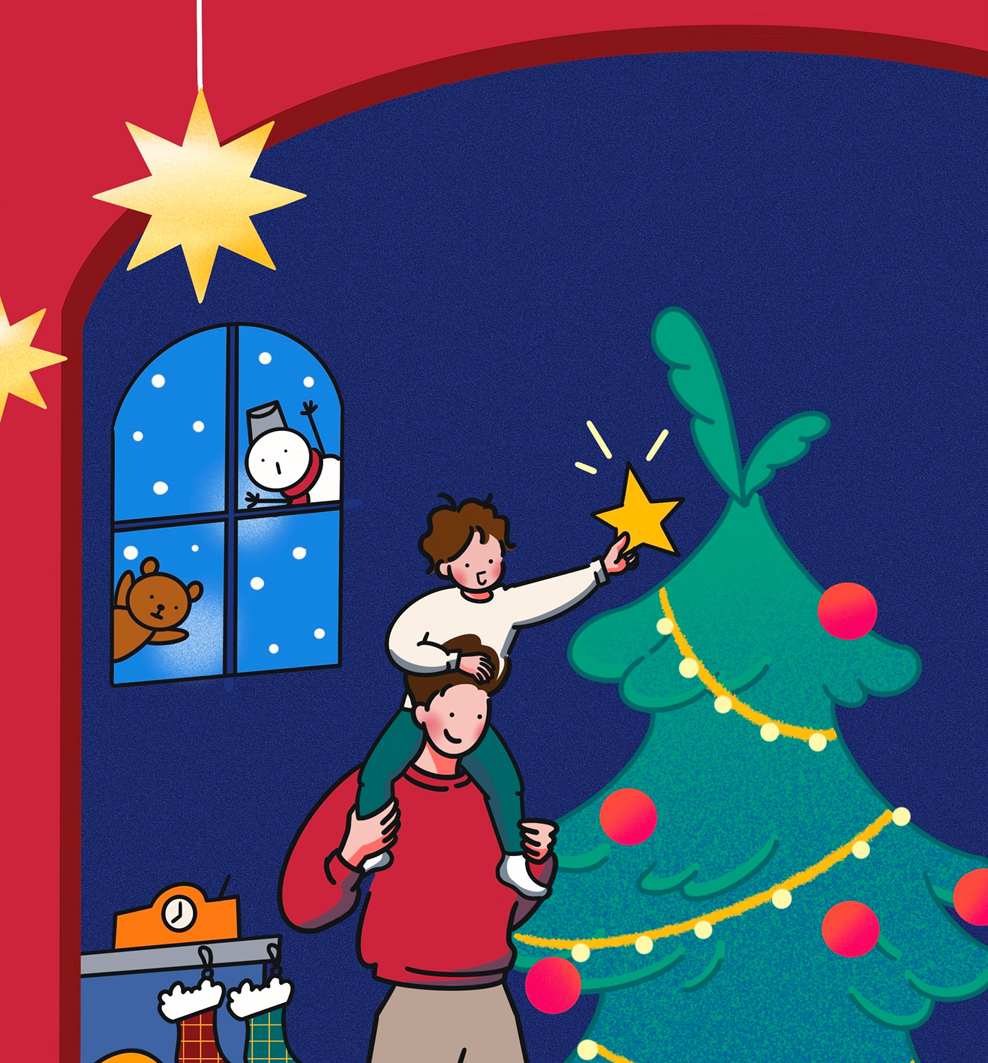 Christmas family Sweethome 가족 문화 삽화 일상 책표지 크리스마스 행복