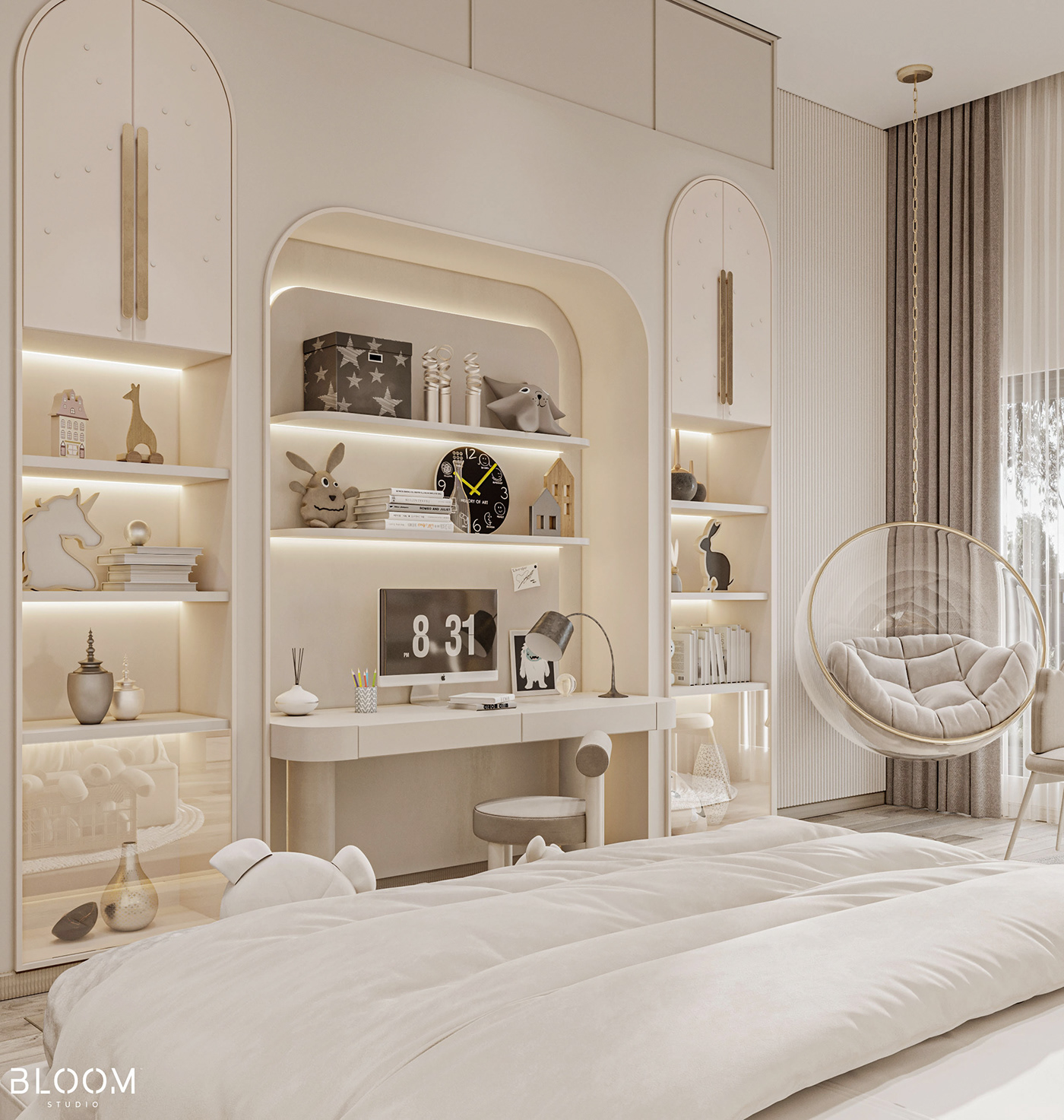 3D architecture decor Interior design modern Photography  girls bedroom  CGI interior design 