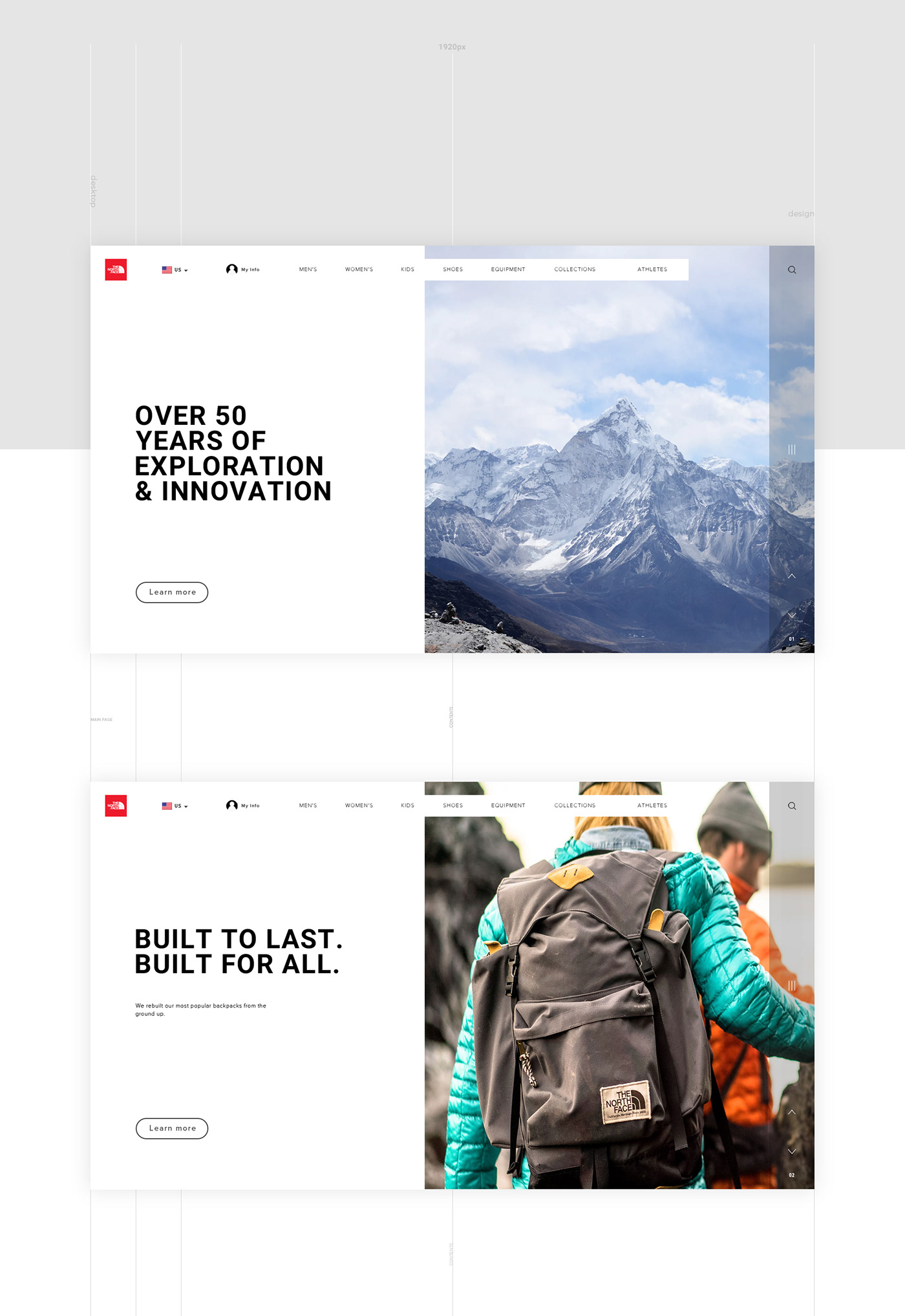 north face the north face gray uiux INTERAVTION Web Design  modern mountain himalaya red
