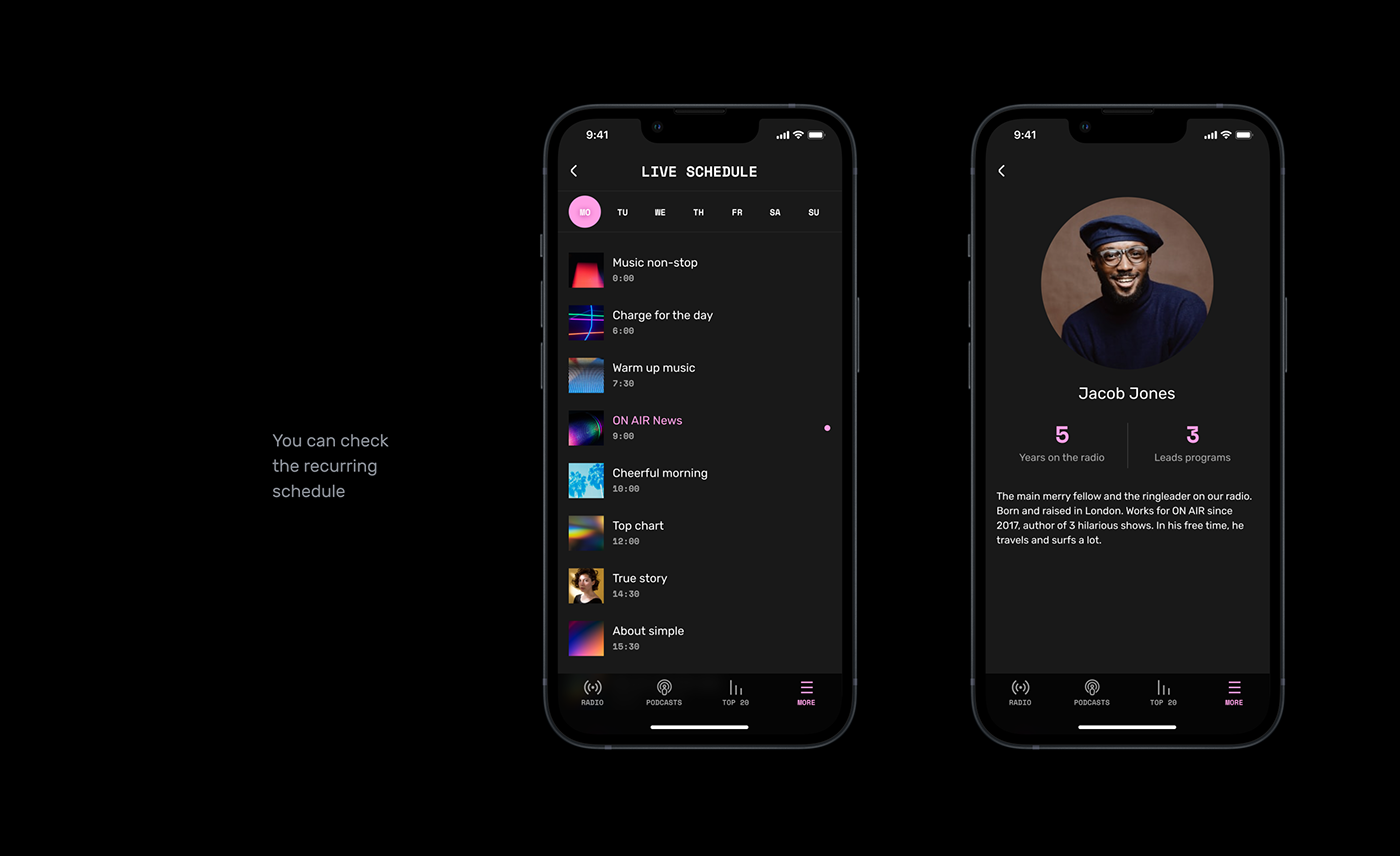 apple watch ios iOS App iphone live music on air player Radio UI/UX