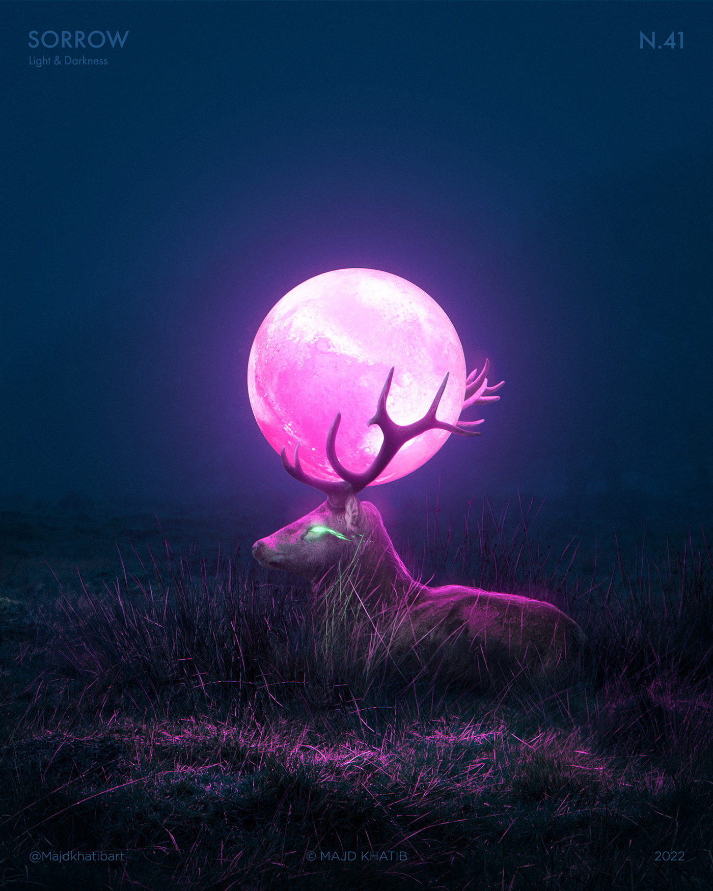 darkness deer Digital Art  fantasy forest light photomanipulation Sadness sorrow tears