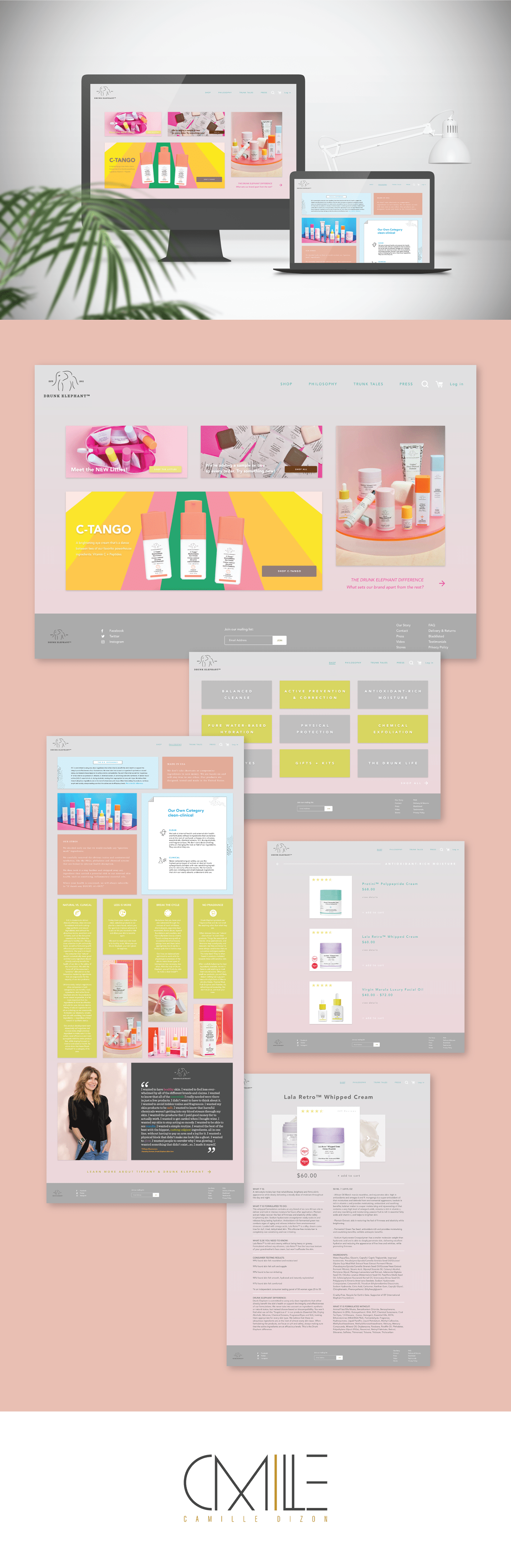 Website Web Design  graphic design  rebranding branding  ux UI redesign skincare drunk elephant