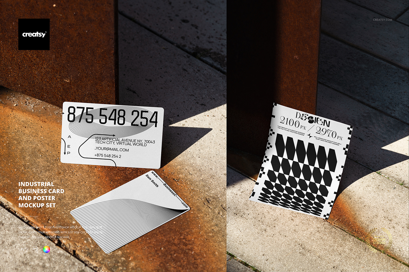 mock-up Mockup mockups template creatsy city Urban architecture cards rust