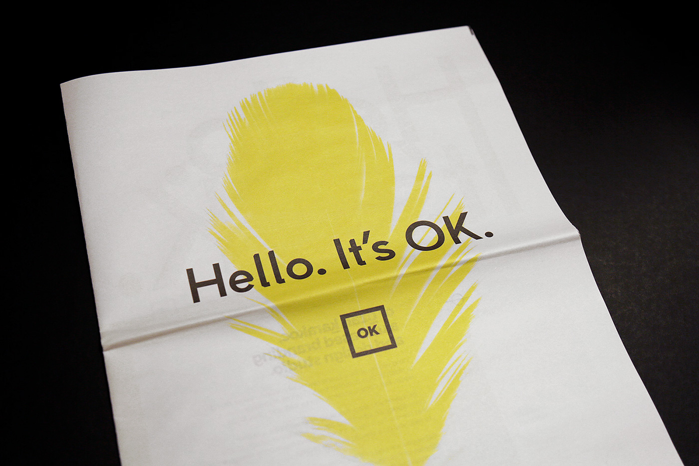Self Promotion newspaper portfolio it's ok branding  yellow tabloid editorial Layout design studio