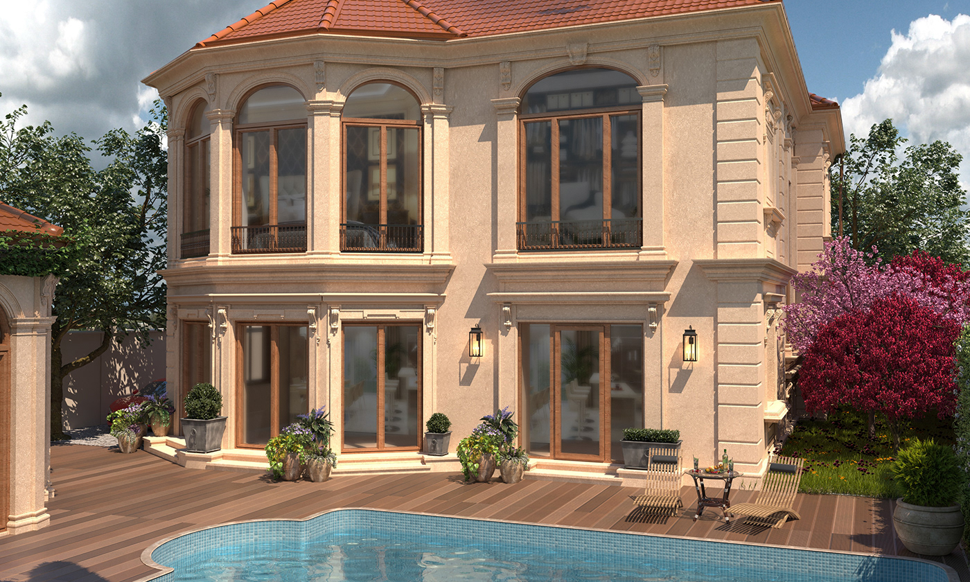 private house Classic house 3ds max
