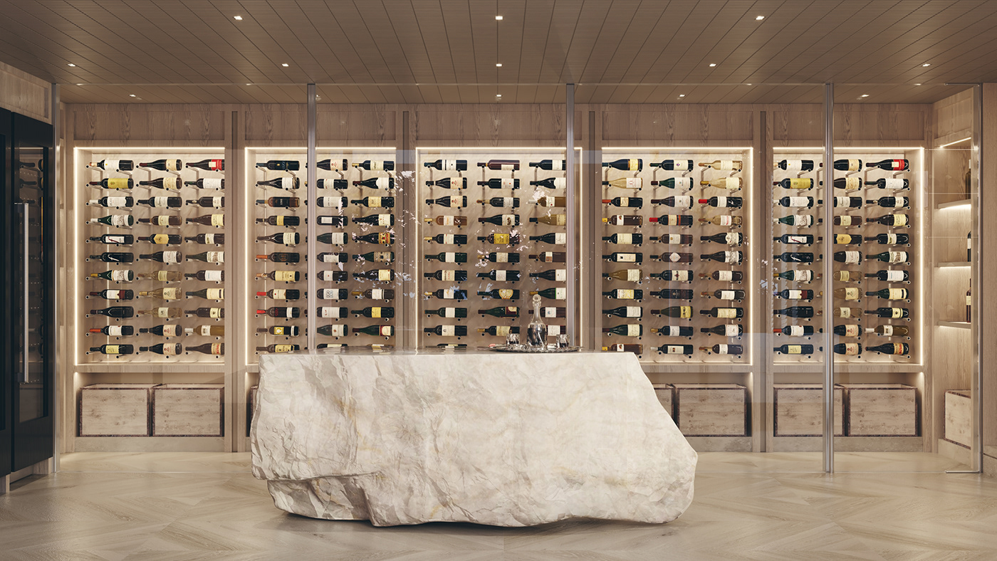 Render wine vino cave architecture visualization archviz CGI