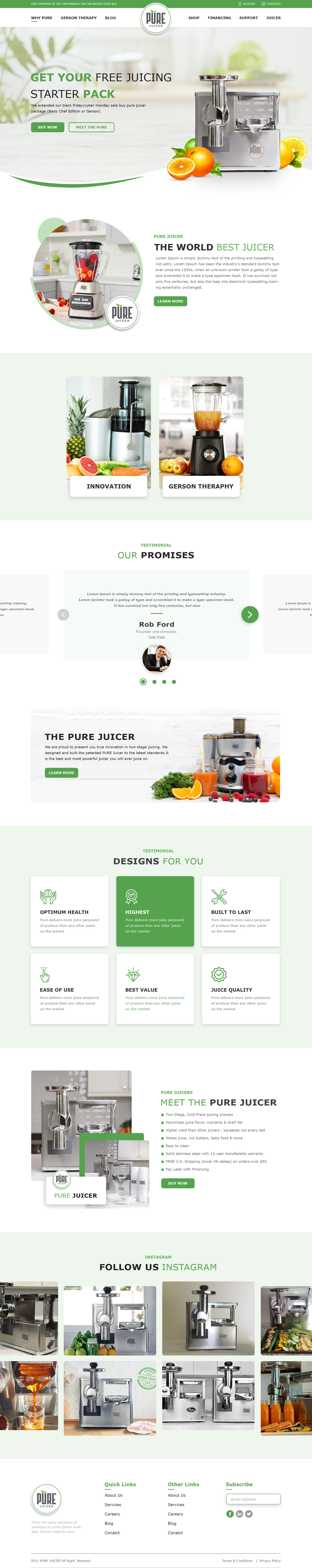 banner Interaction design  logo minimalist product design  pure juice typography   ui web Web Design  Website