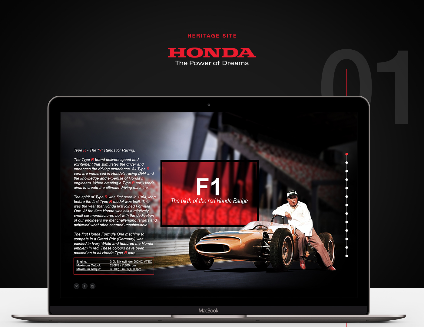 Honda Web Design  timeline type r heritage