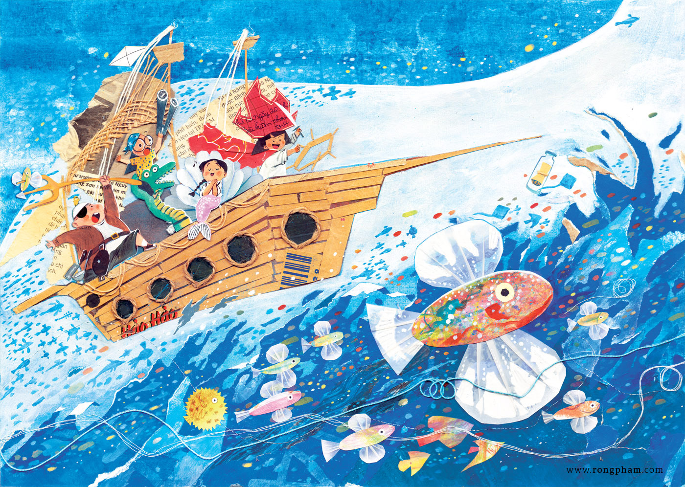 mixed media sea Ocean play pirate voyage wonderland dreamland imagination inspire