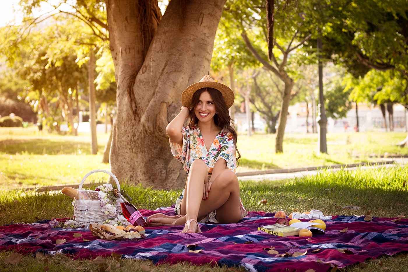 modeling outdoors picnic portrait summer woman