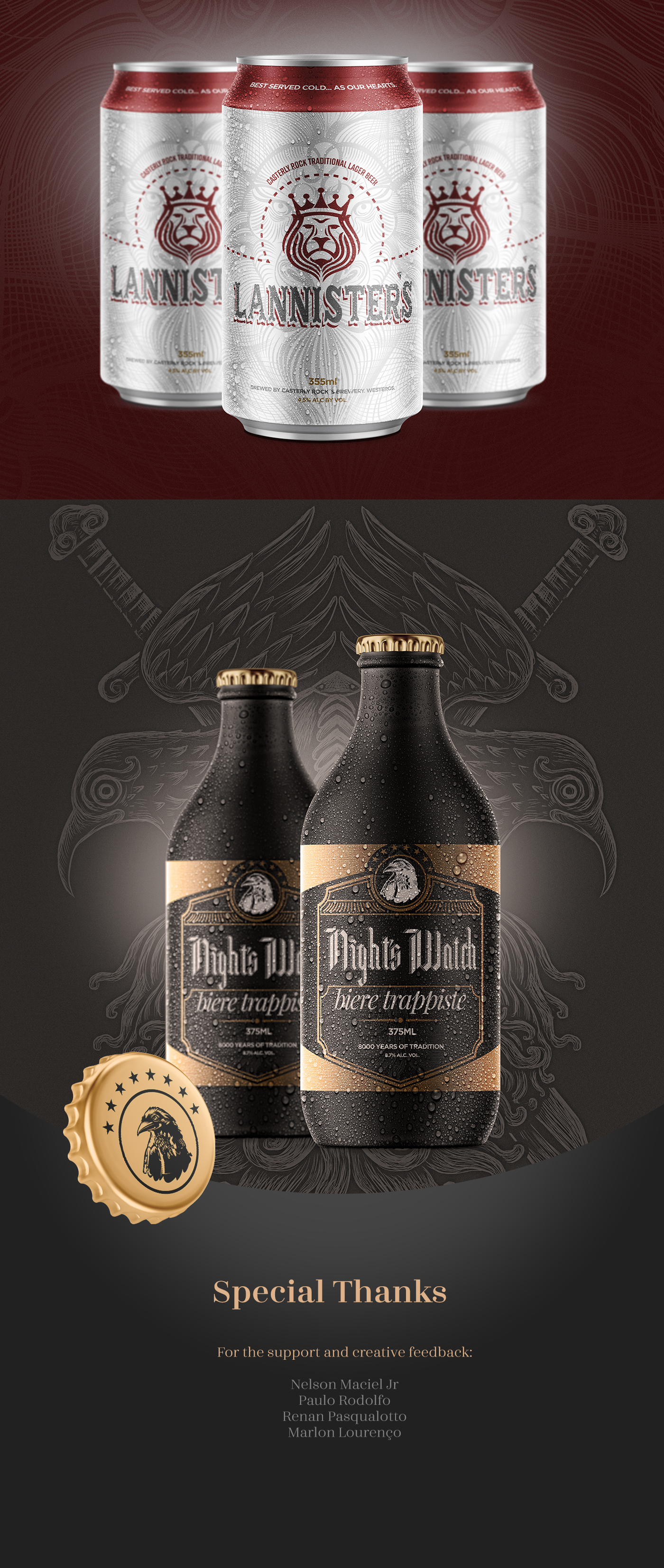 Game of Thrones beers Label Packaging Westeros embalagem hbo can bottle
