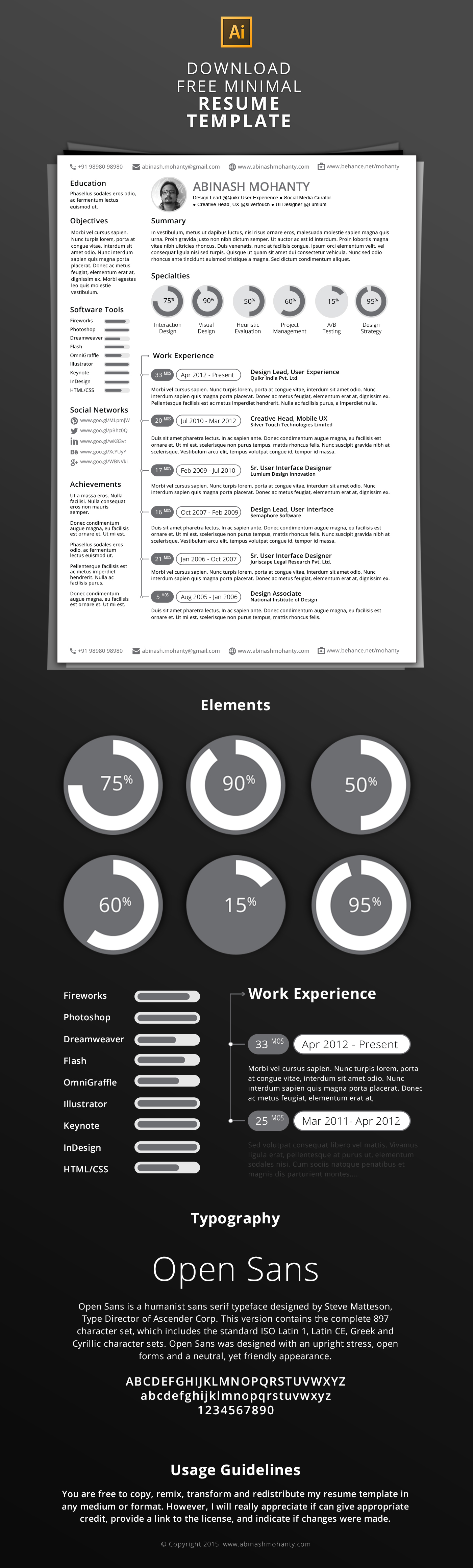 Resume CV minimal UI print Illustrator ai psd free freebie resource designer Jobs RECRUITER vita