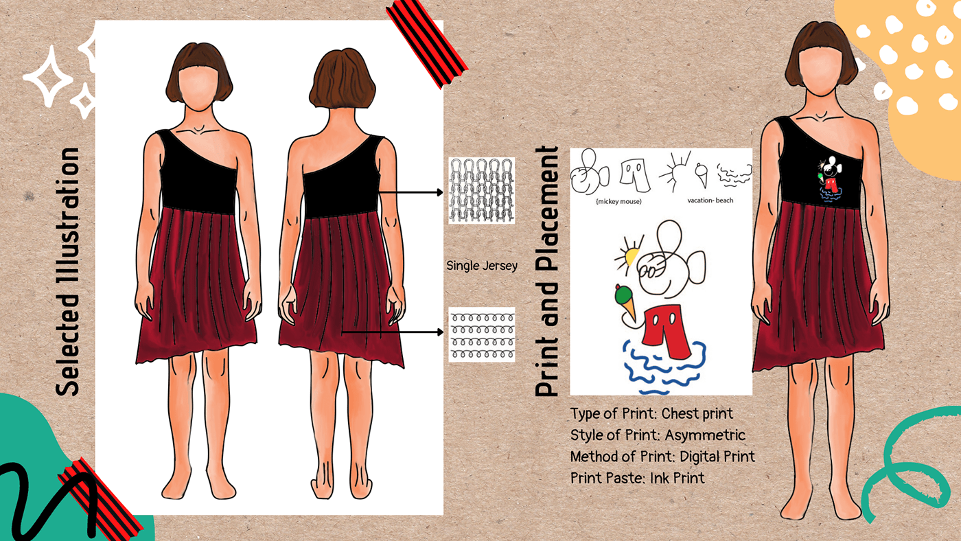 fashion design Garment Construction pattern making mickey mouse asymmetric dress kidswear photoshoot girls